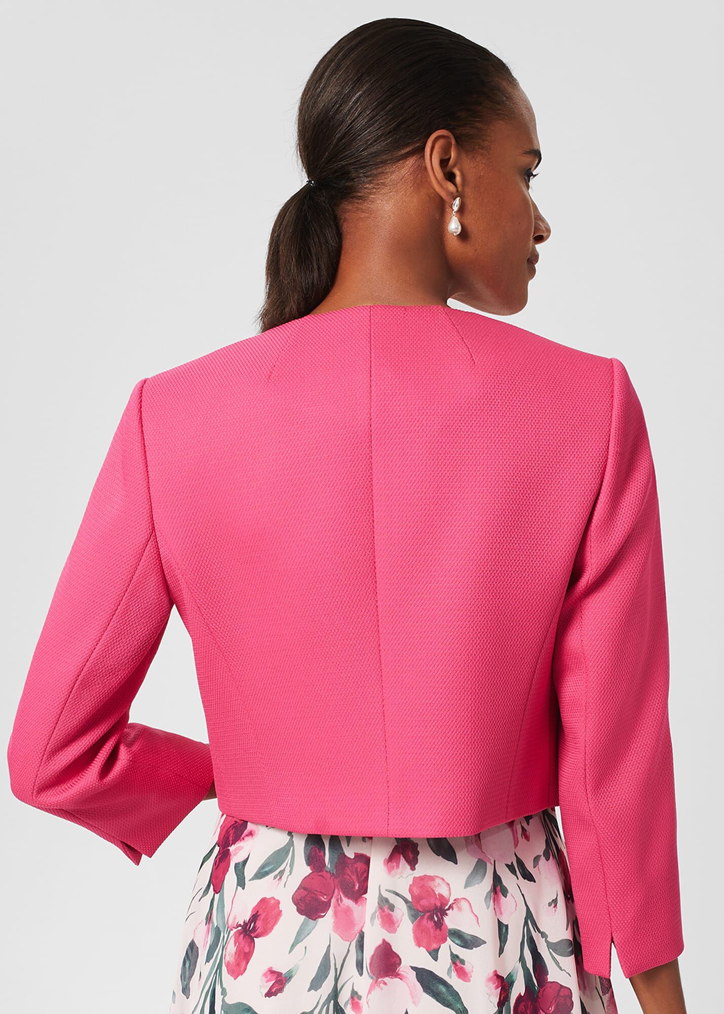 Bright pink cropped jacket online