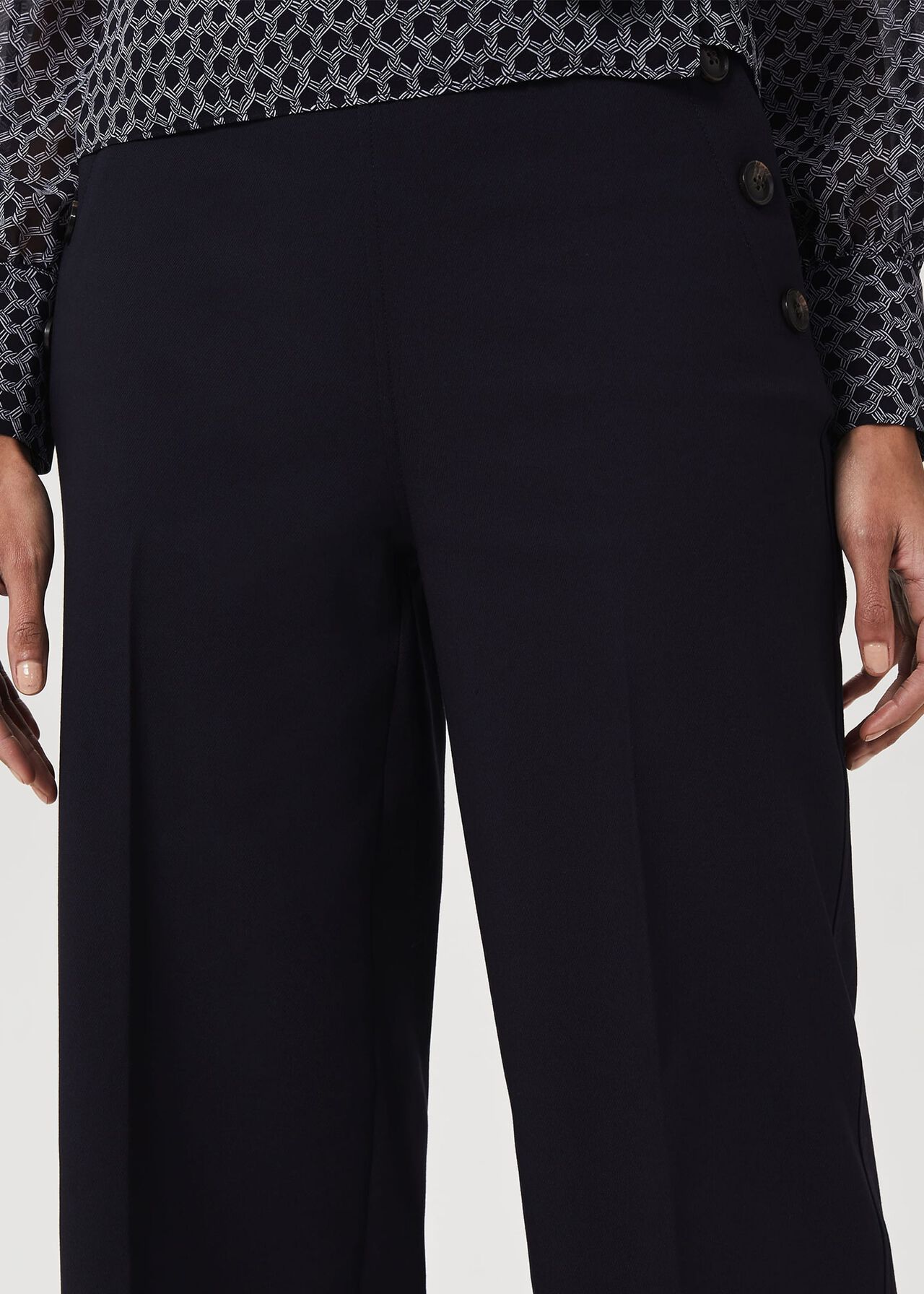 Simone Cotton Blend Wide Leg Pants, Navy, hi-res