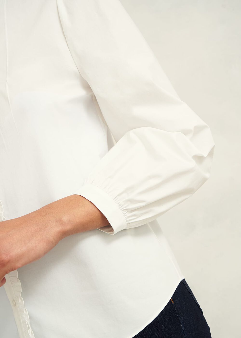 Trinity Cotton Blouse, White, hi-res