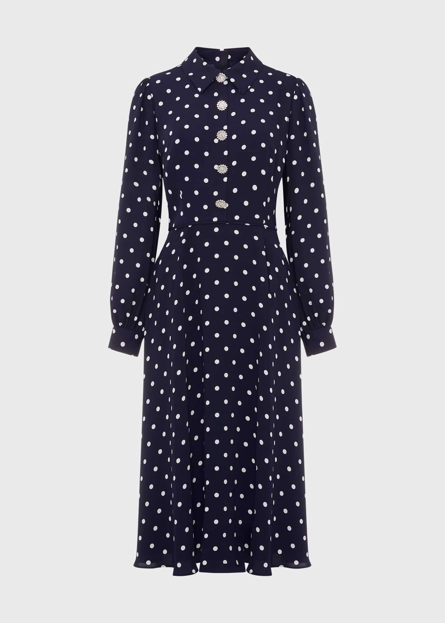 Hobbs navy spot dress shop