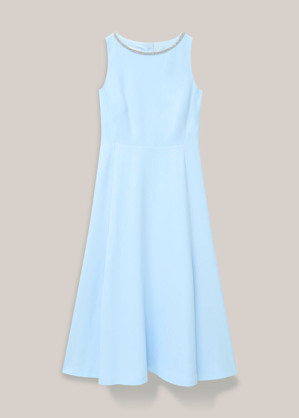 Petite Beatrix Embellished Trimmed Dress, Pale Blue, hi-res