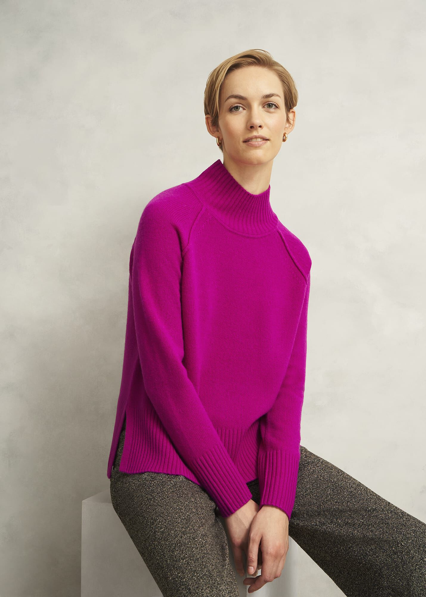 Pink Lorraine Wool Blend Turtle Neck Knitted Sweater | Hobbs US |