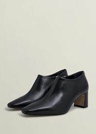 Leona Leather Shoeboots, Black, hi-res