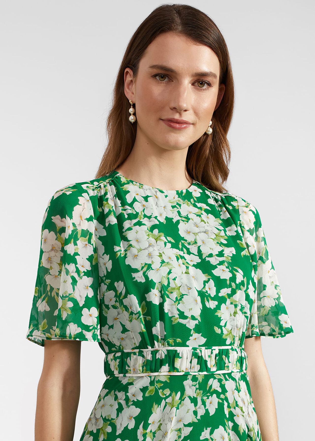 Bronwyn Silk Midi Dress, Green Multi, hi-res