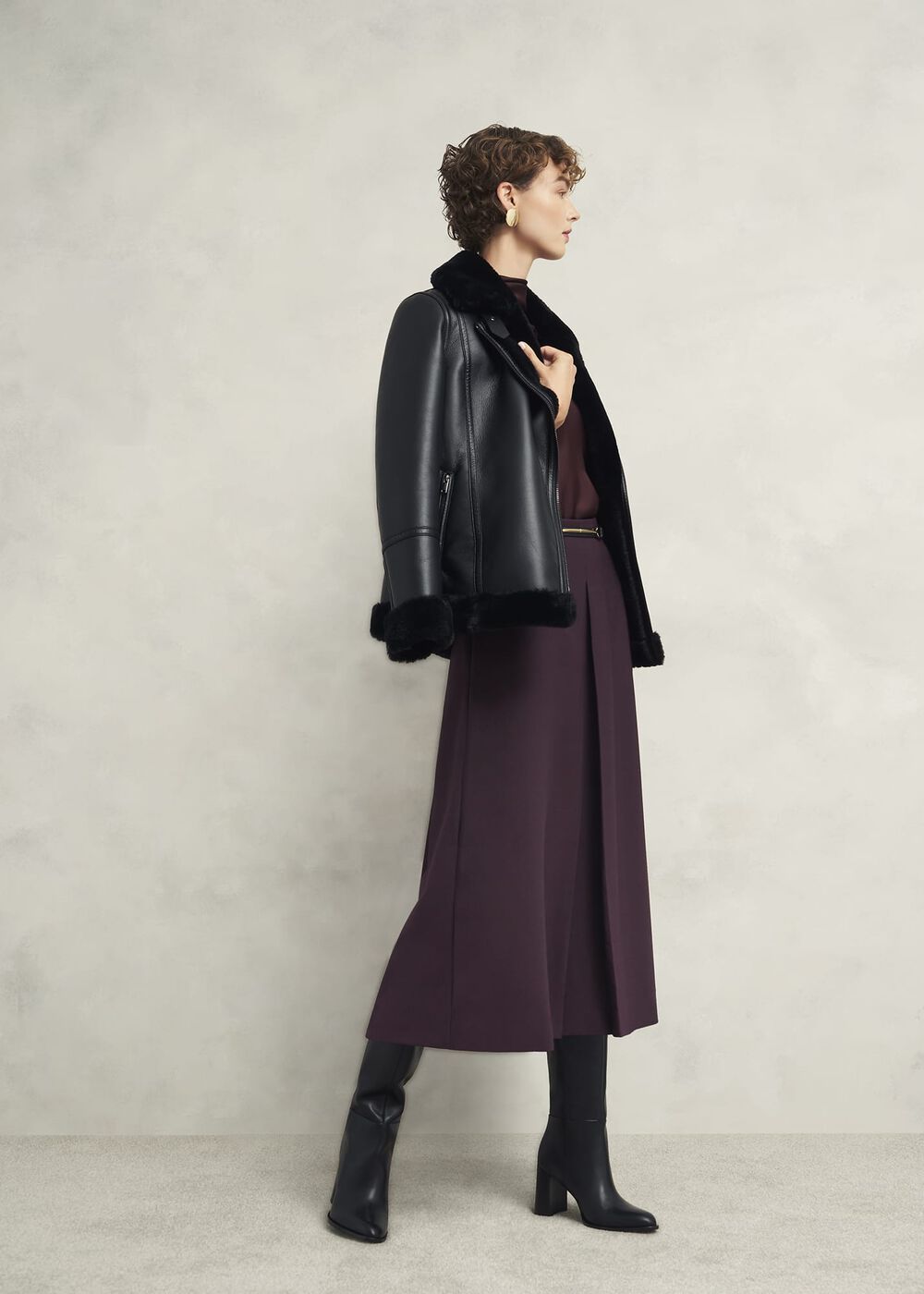 Chersham Skirt With Wool, Malbec Purple, hi-res