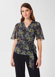 Kayden Floral Wrap Top, Navy Multi, hi-res