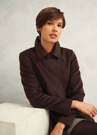 Livia Wool Coat With Faux Fur, Alder Brown, hi-res