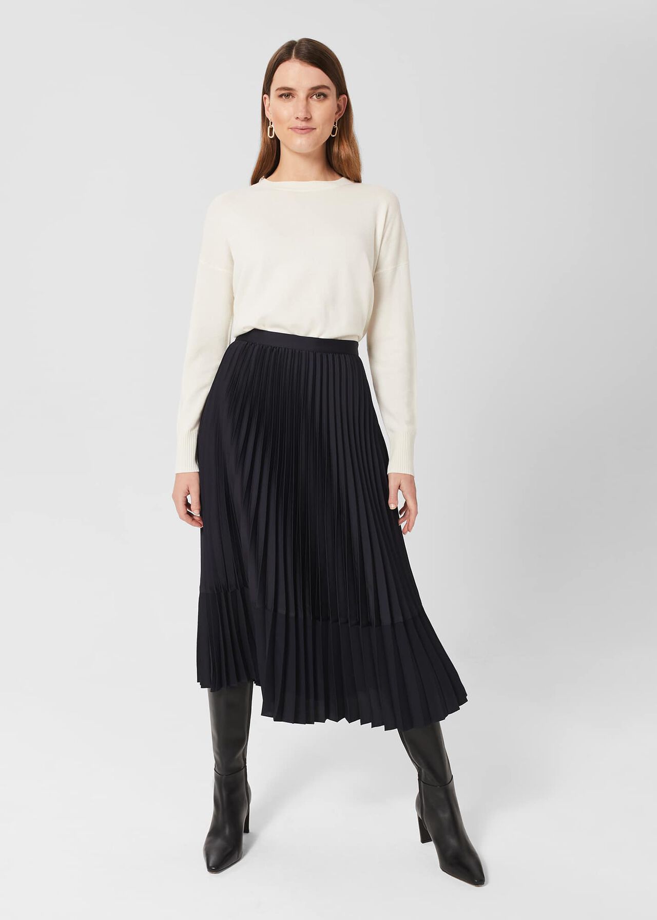 Lydia Button Jumper With Cashmere, Ivory, hi-res
