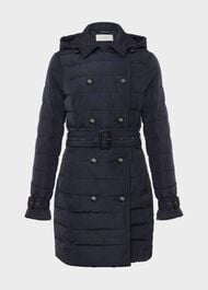 Corina Water Resistant Puffer Trench , Navy, hi-res