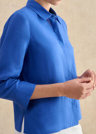 Nita Linen Shirt, French Blue, hi-res