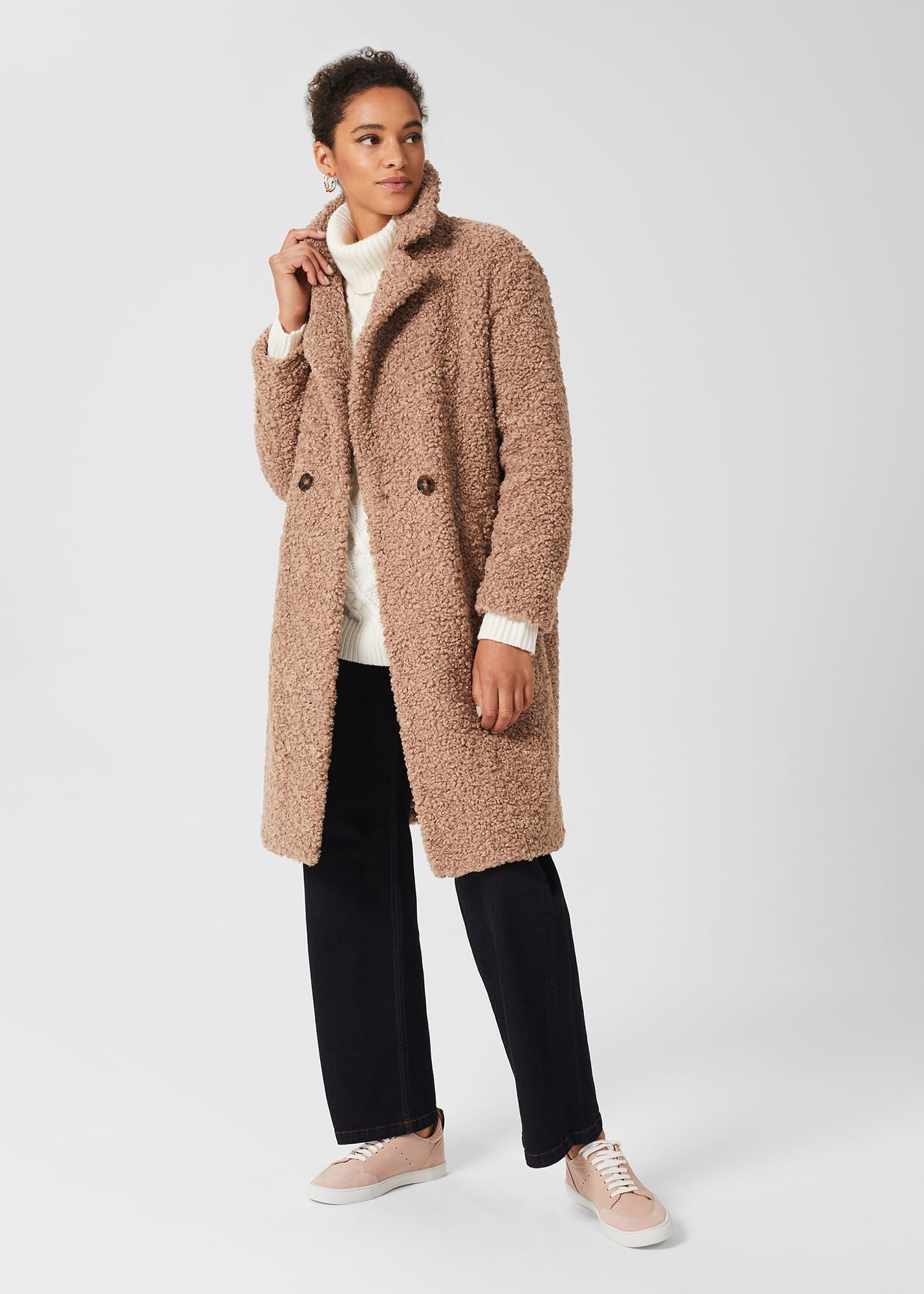 Slip pockets faux fur teddy coat on sale
