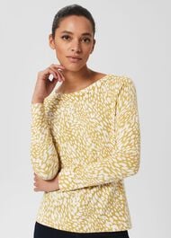 Pamela Cotton Printed Jumper, Olive Ivory, hi-res