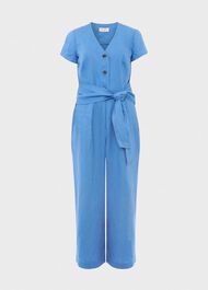 Jayne Linen Jumpsuit , Azure Blue, hi-res