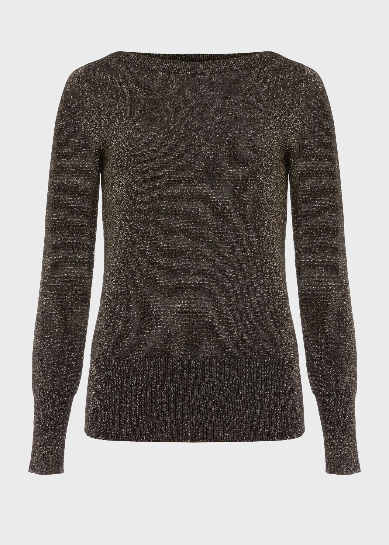 Anika Boatneck Sparkle Jumper, Gold Black, hi-res