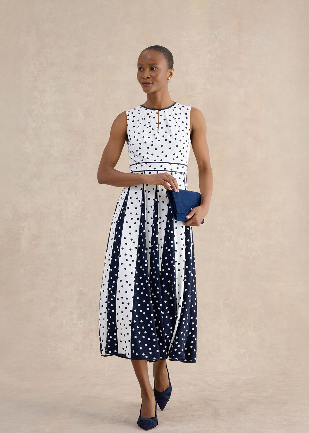 Petite Angelica Spot Dress, Ivory Midnight, hi-res