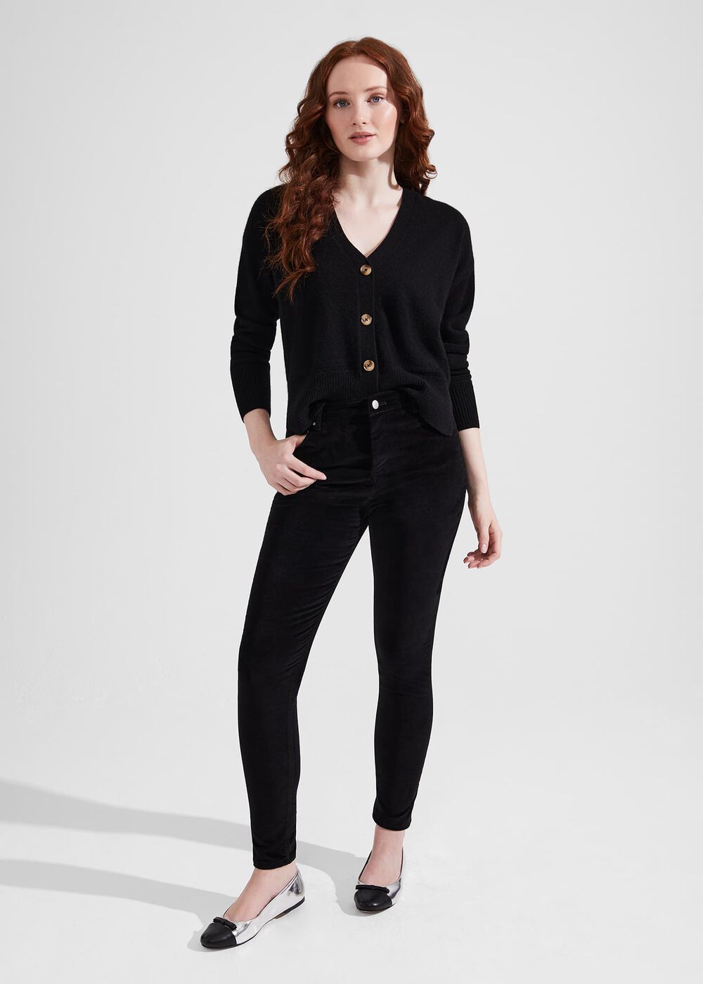 Gia Velvet Skinny Jeans, Black, hi-res