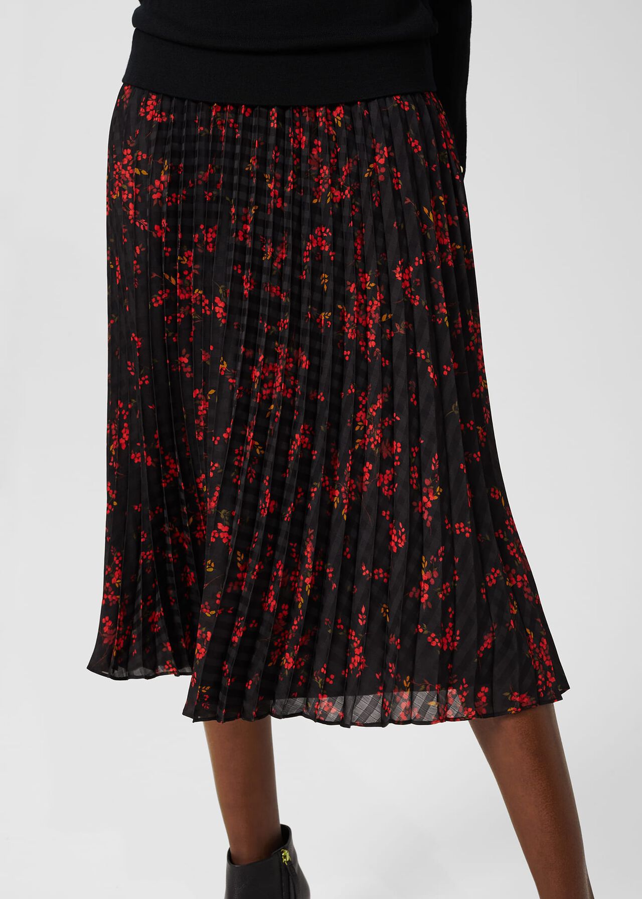 Losie Midi Pleated Skirt, Black Multi, hi-res