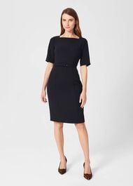 Abigail Square Neck Dress, Navy, hi-res