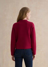 Mia Cotton Blend Knitted Jacket, Beetroot Pink, hi-res