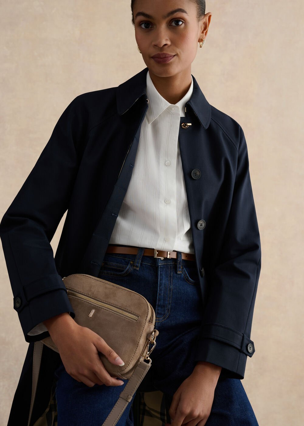 Vivienne Shower Resistant Trench, Navy, hi-res