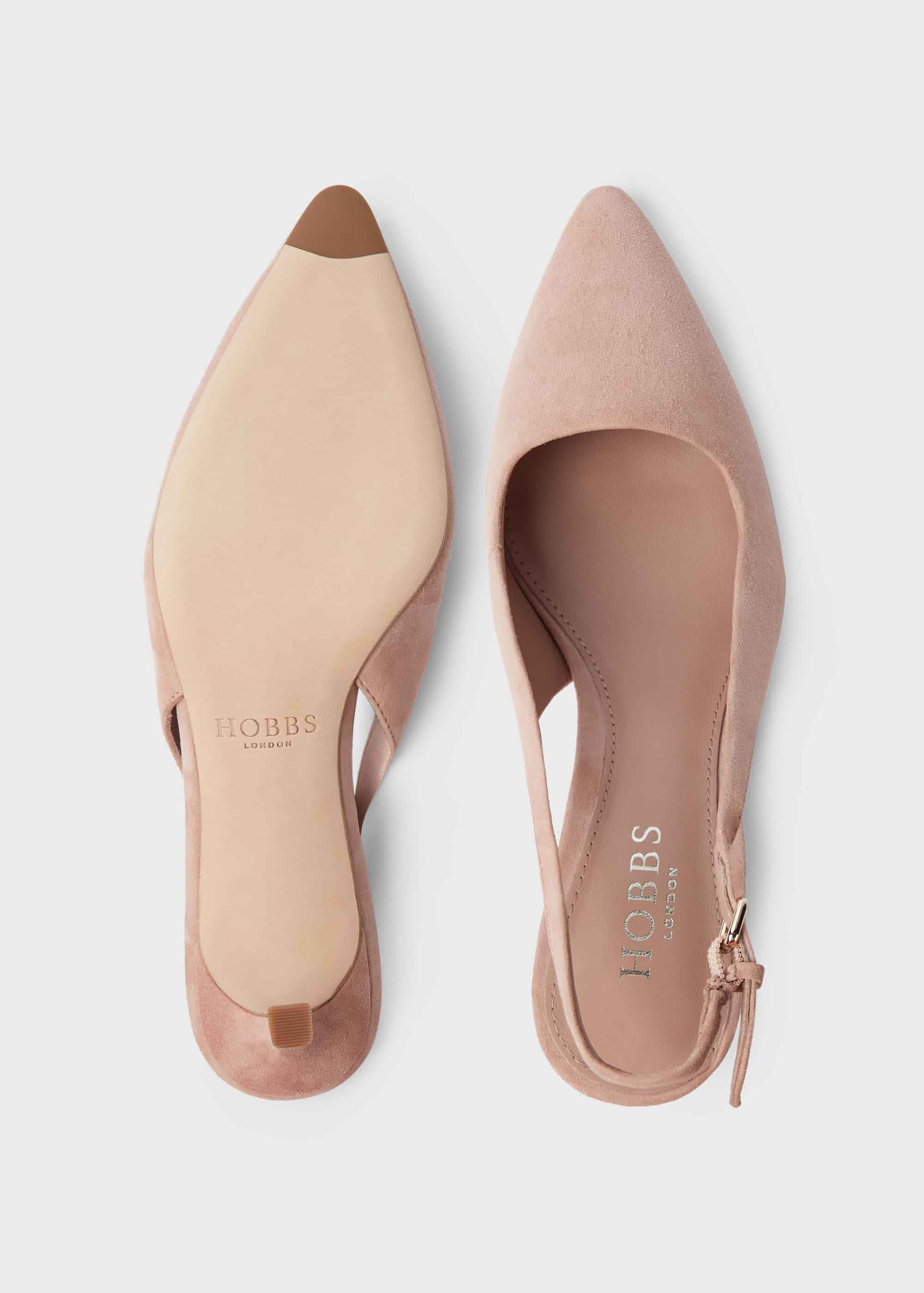 pink suede kitten heels