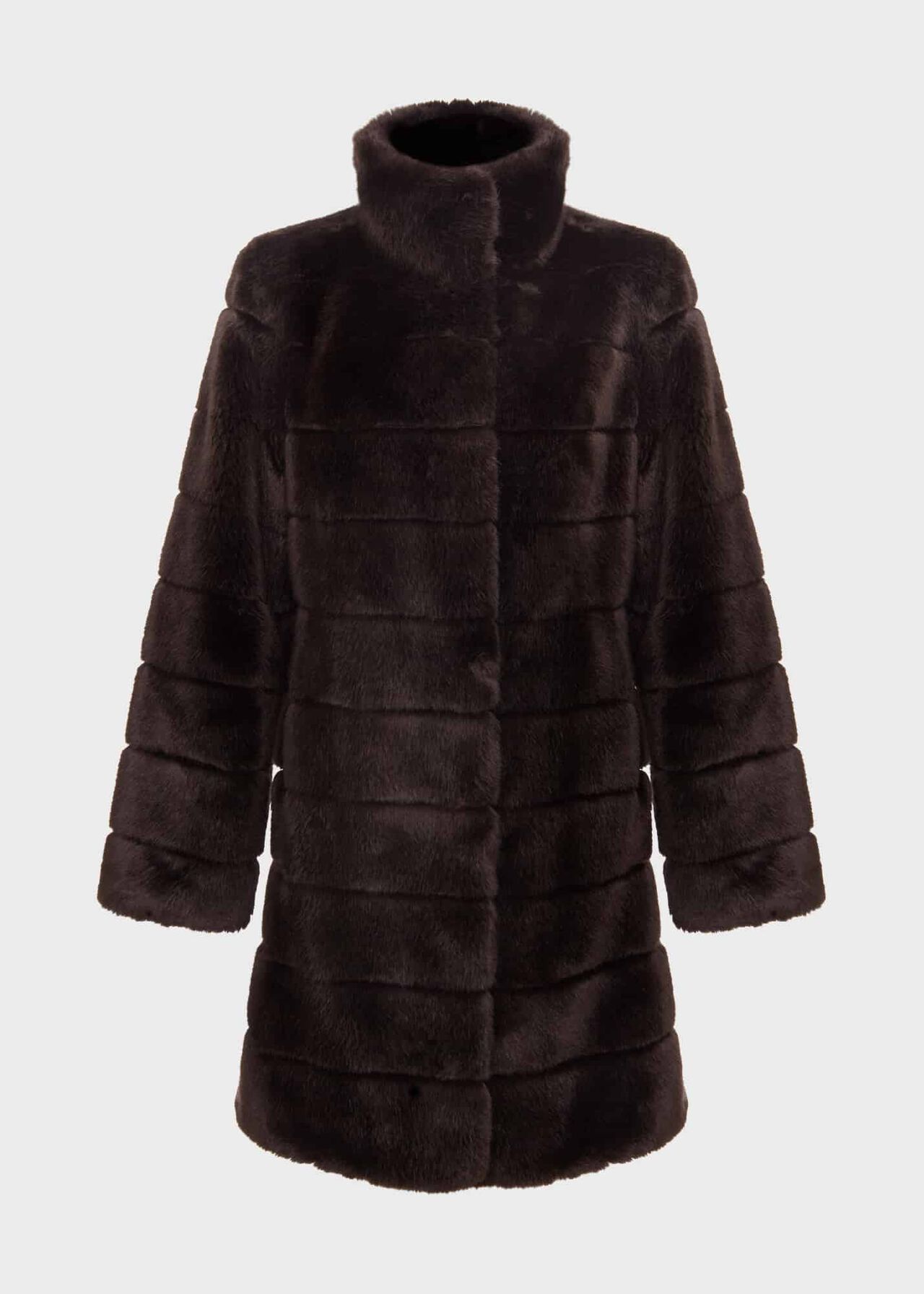 Ros Faux Fur Coat, Chocolate, hi-res