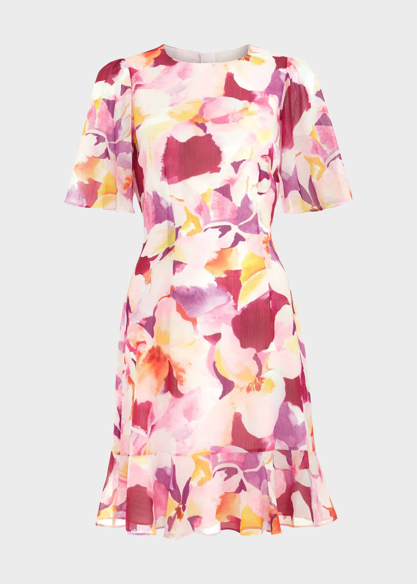 Hobbs London☆Iona 半袖ワンピース【送料込】 関税なし】HOBBS ホッブス forbury デイジー柄 ドレス (Hobbs