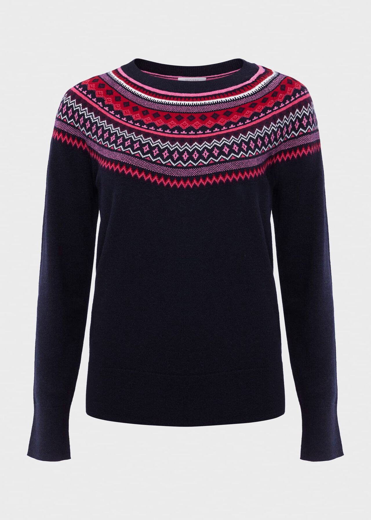 Greta Fairisle Jumper With Cashmere, Navy Multi, hi-res