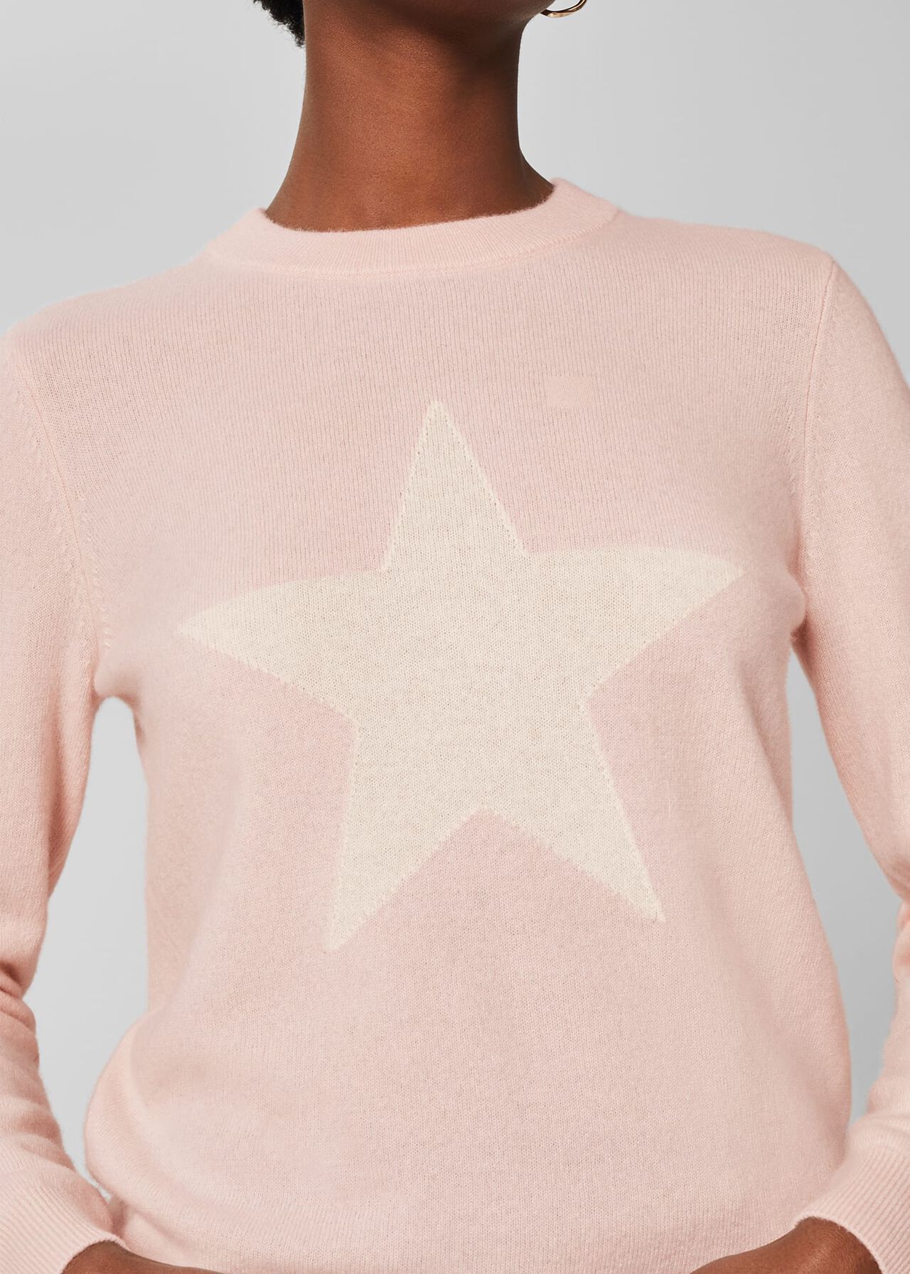 Cashmere Trudy Star Jumper, Pale Pink Ivory, hi-res