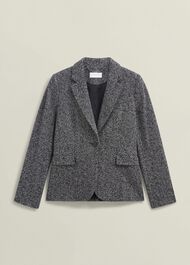 Marlyn Wool Jersey Jacket, Black White, hi-res