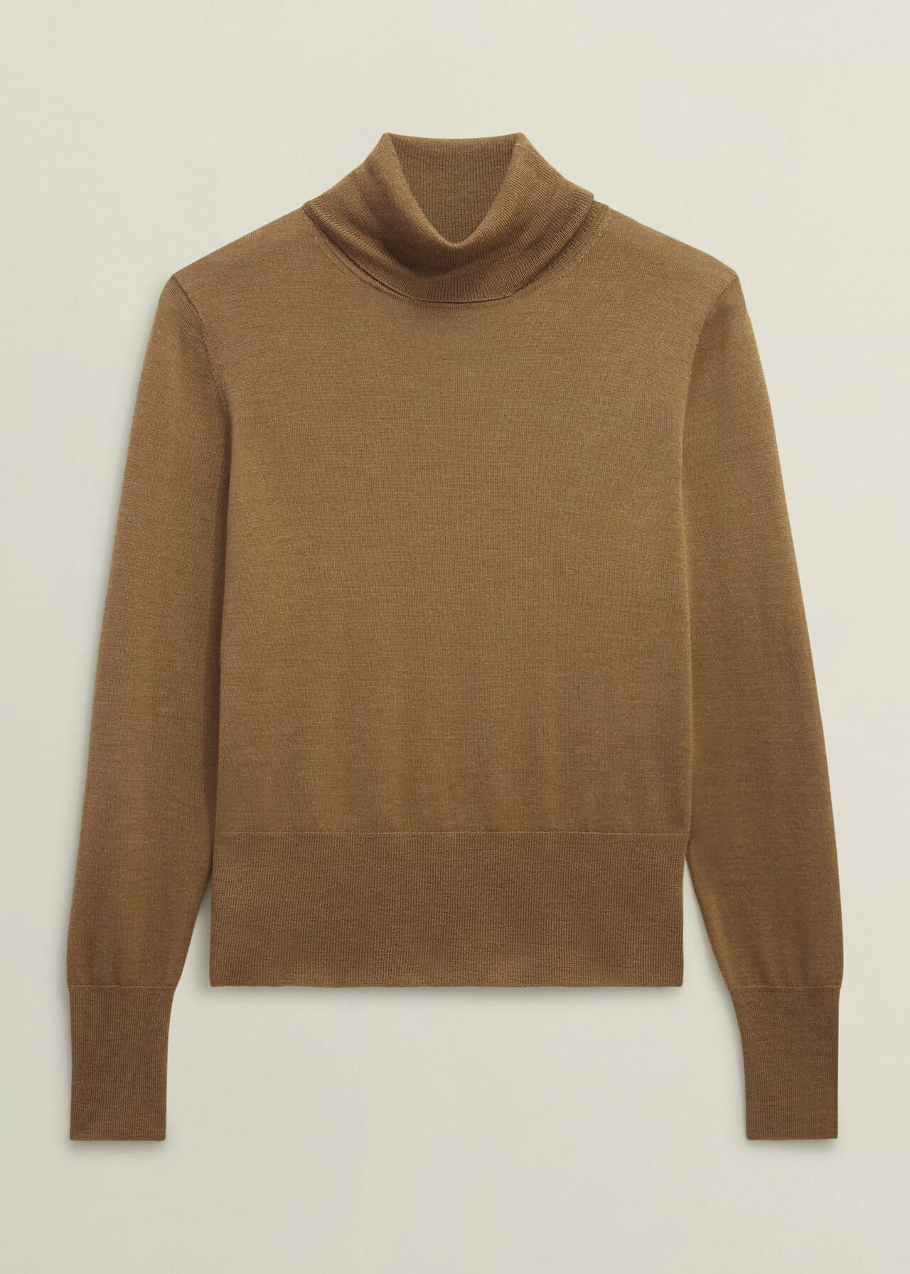 Clarendon Wool Silk Roll Neck Sweater, Classic Vicuna, hi-res