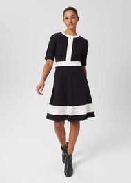 Christine Ponte Dress, Navy Ivory, hi-res