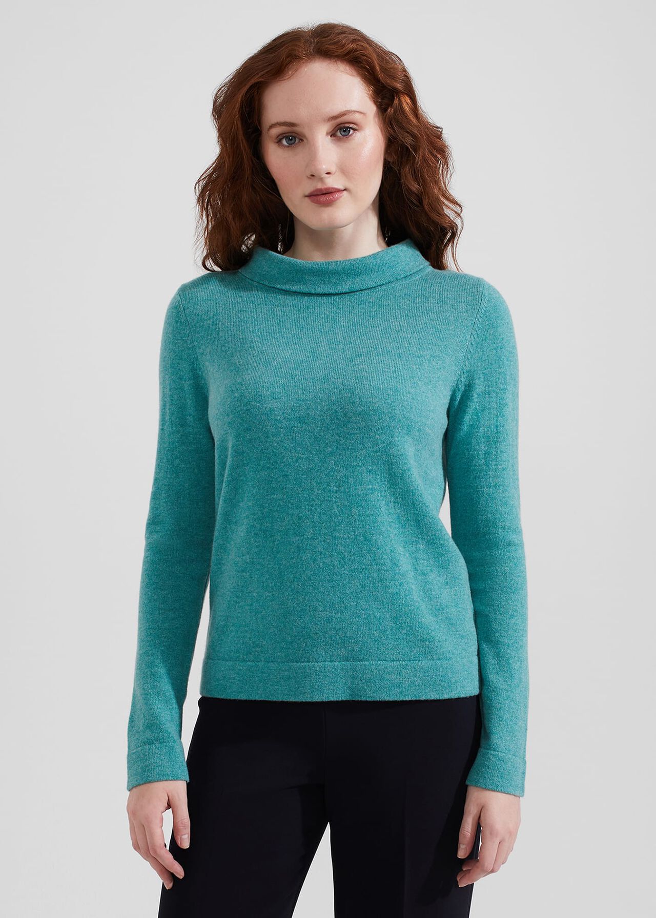 Audrey Wool Cashmere Jumper, Aqua, hi-res