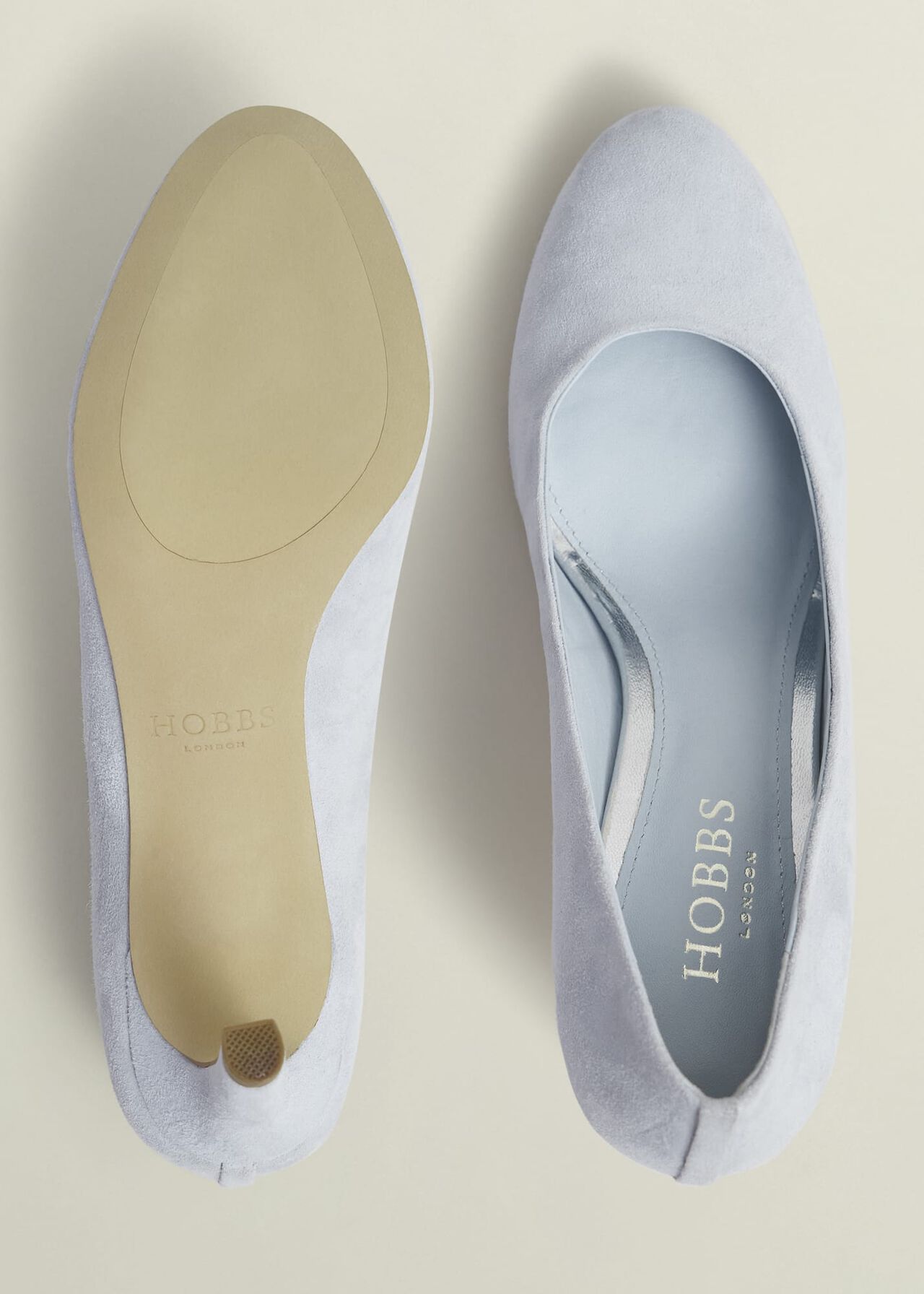 Lizzie Suede Court Shoes, Pale Blue, hi-res
