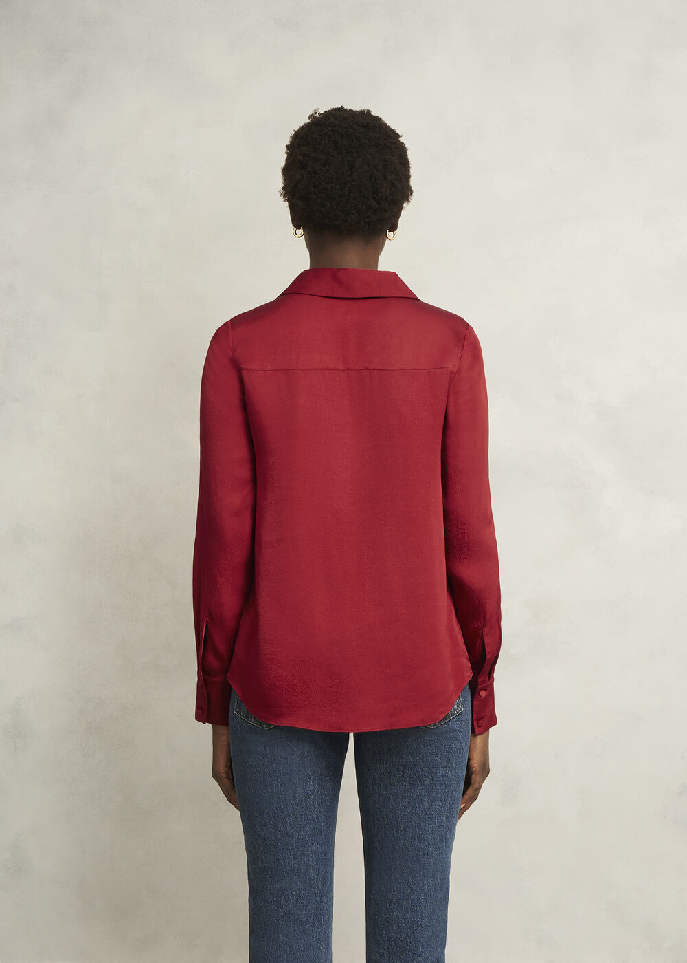 Marie Satin Blouse, Pomegranate Red, hi-res