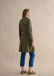 Skylar Shower Resistant Trench Coat, Olive Green, hi-res