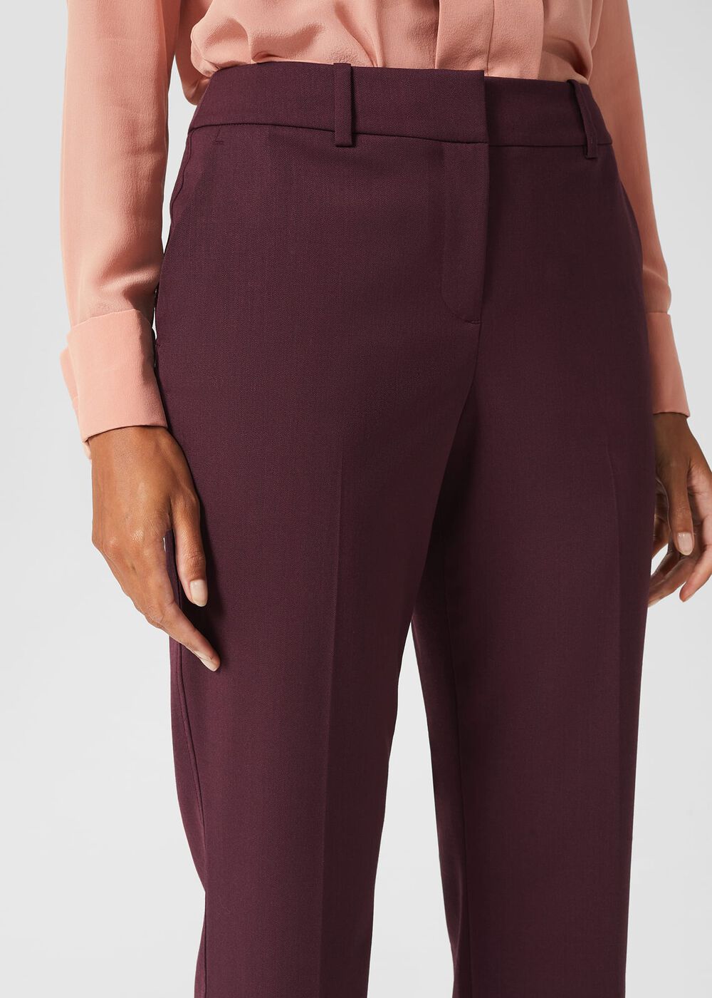 Hetty Straight Trousers, Burgundy, hi-res