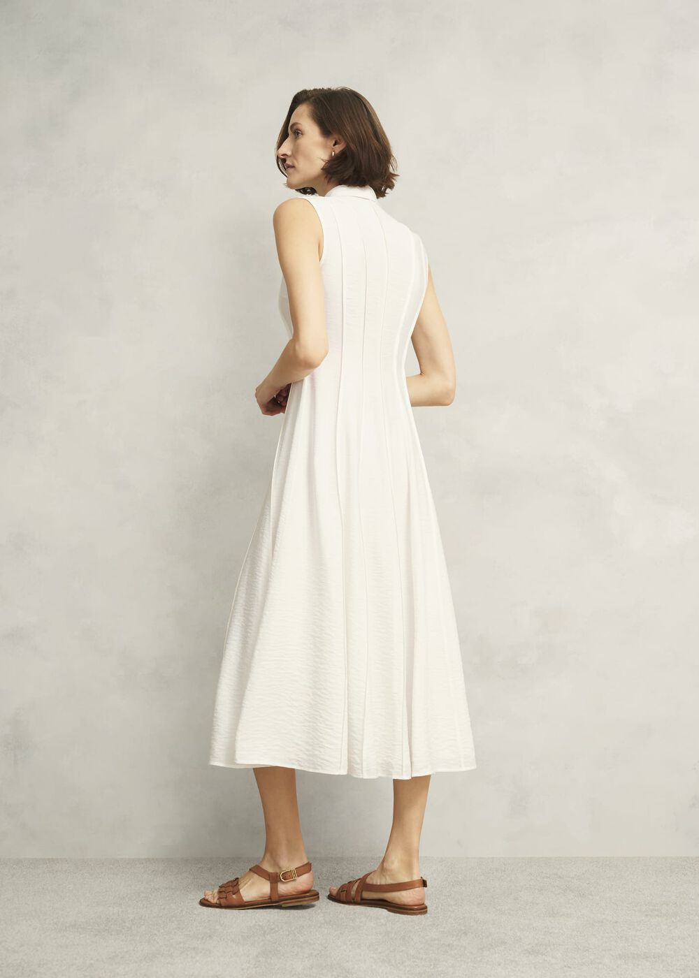 Burghley Seam Detail Shirt Dress, Ivory, hi-res