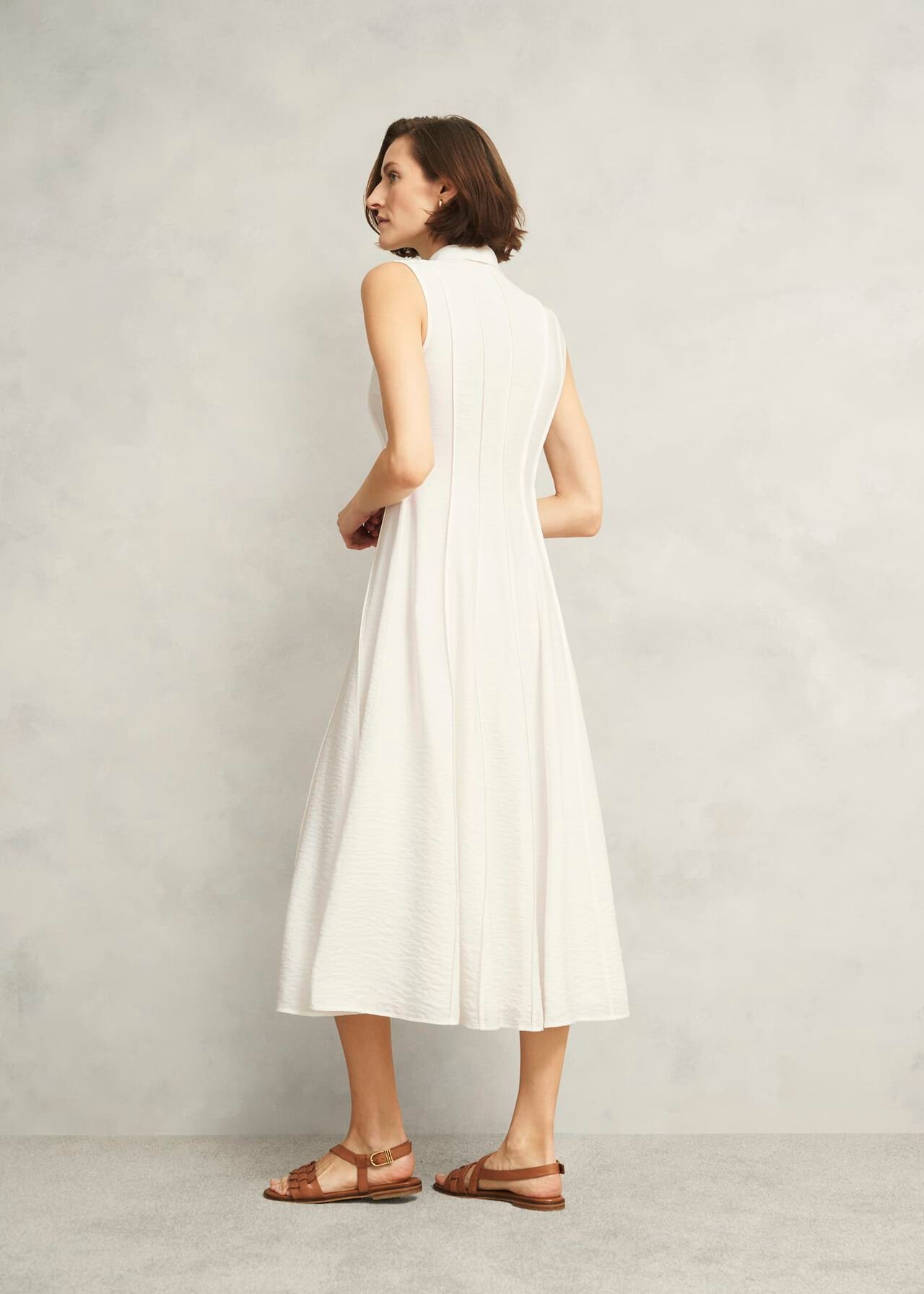Burghley Seam Detail Shirt Dress, Ivory, hi-res