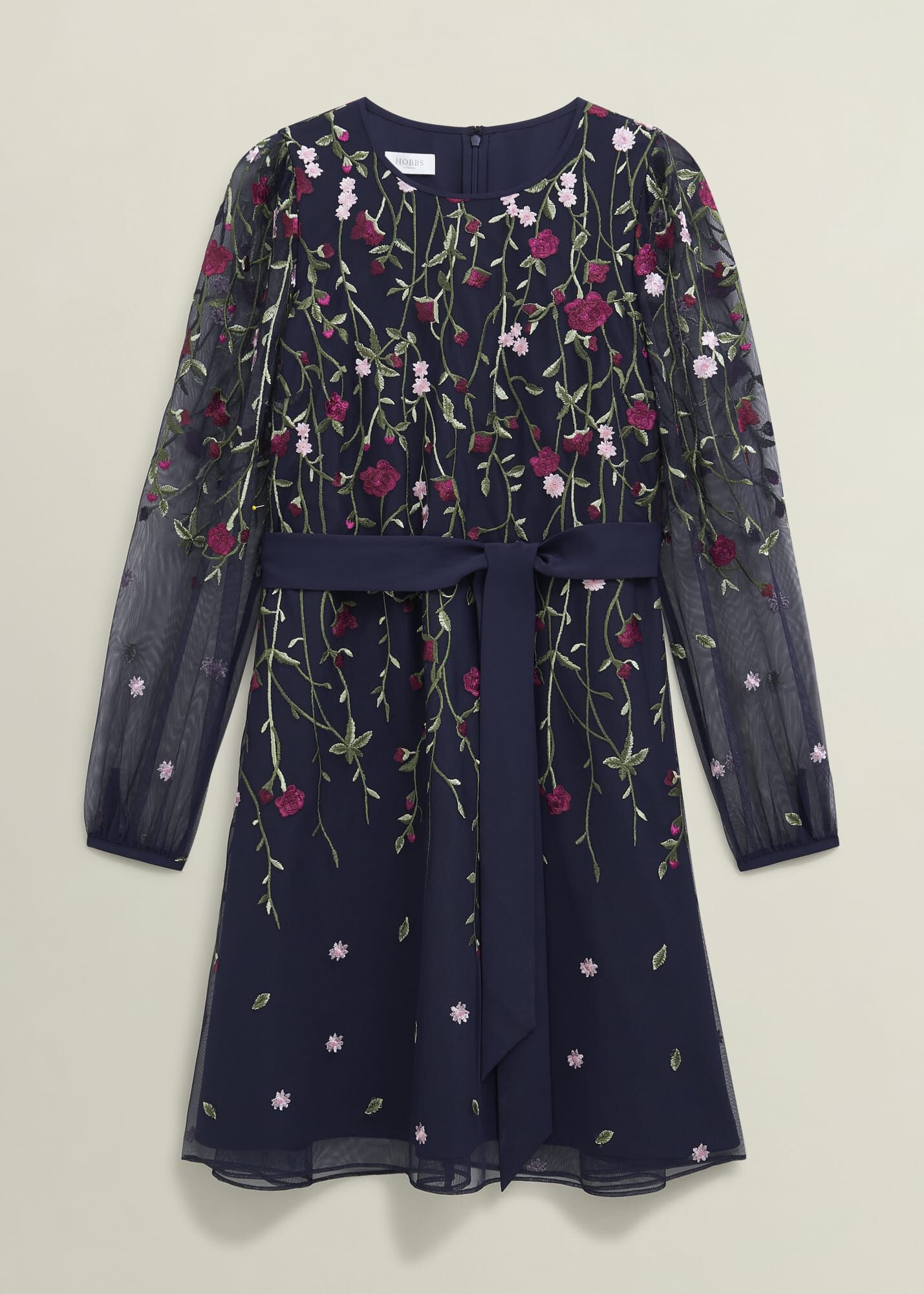 Petite Emmy Embroidered Tie Mini Dress | Hobbs UK |