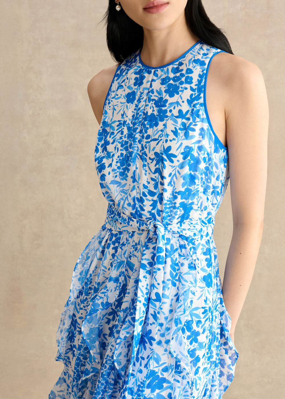 Taryn Ruffle Maxi Dress, Ivory Blue, hi-res