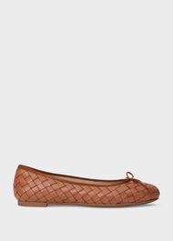 Casey Leather Ballerinas , Tan, hi-res