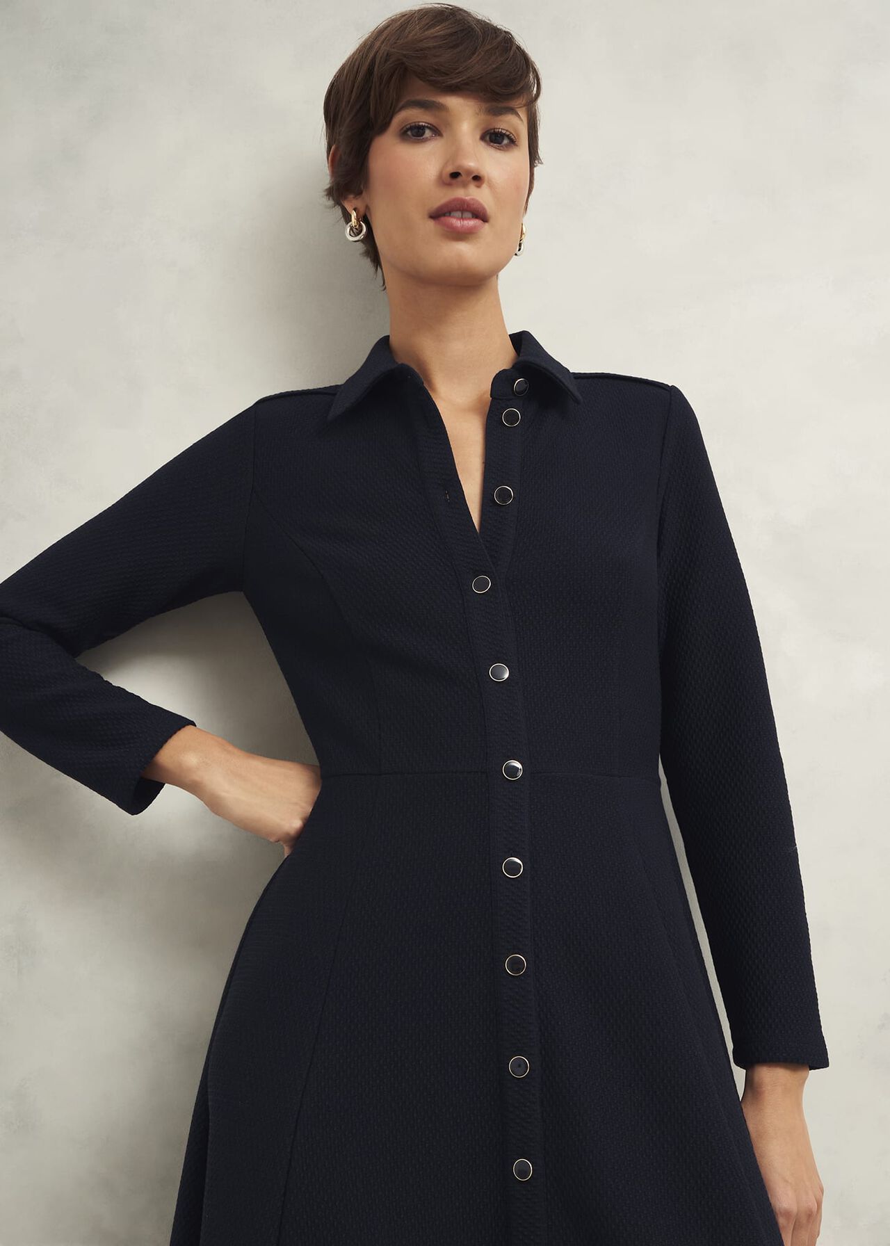 Angie Ponte Dress, Navy, hi-res