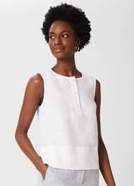 Gayle Linen Top, White, hi-res