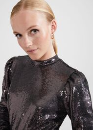 Loretta Sequin Dress, Charcoal Grey, hi-res