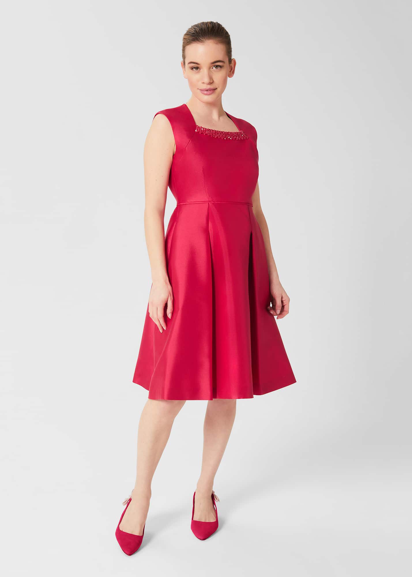 Petite Julietta Silk Blend Fit And Flare Dress