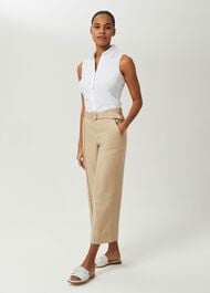 Sleeveless Victoria Cotton Blend Shirt, White, hi-res