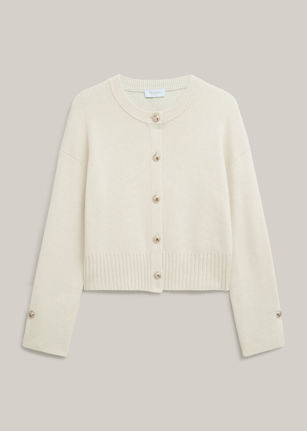 Abbott Cotton Knitted Cardigan, Ivory, hi-res