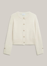 Abbott Cotton Knitted Cardigan, Ivory, hi-res