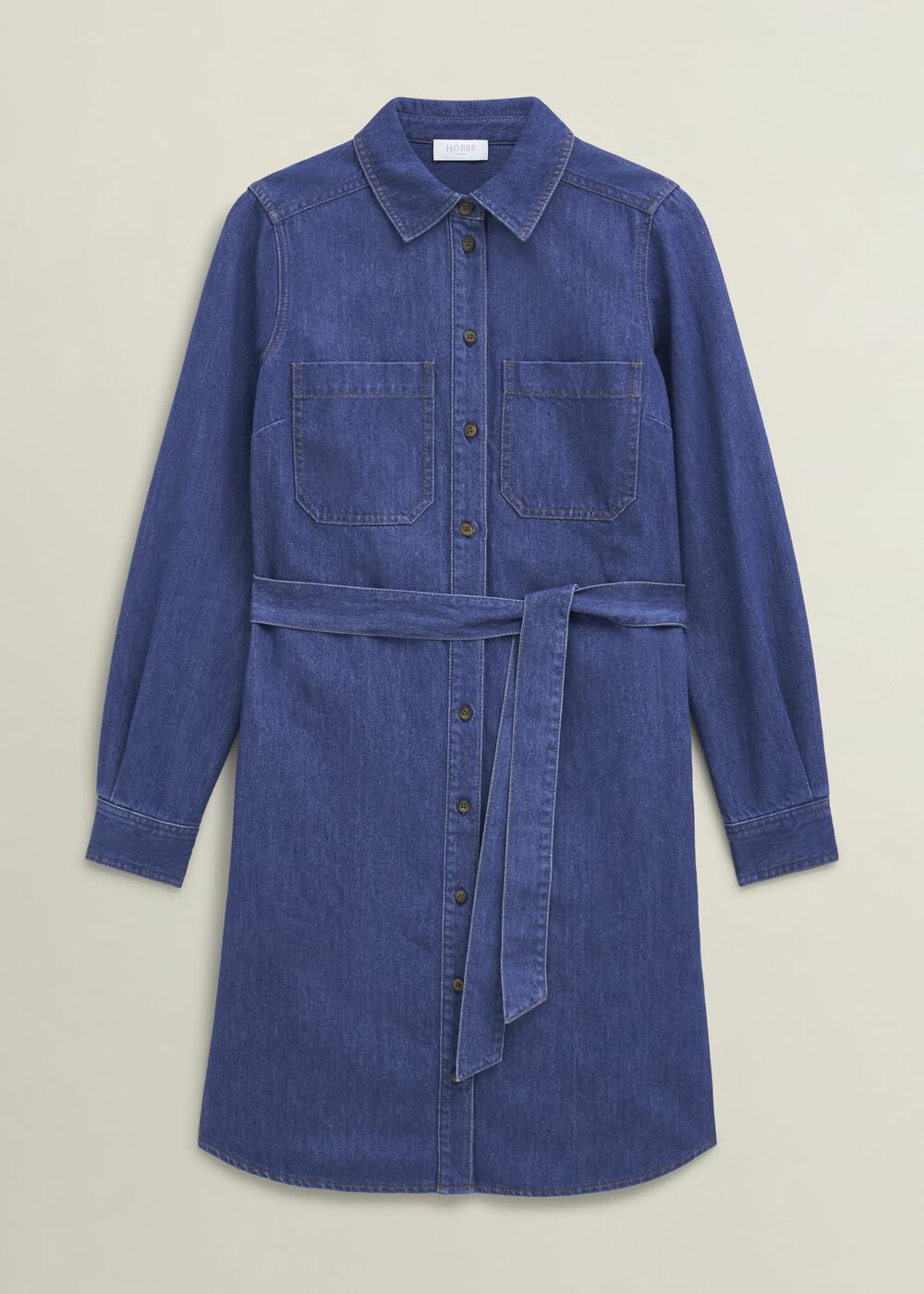 Francesca Denim Dress, Mid Wash Blue, hi-res